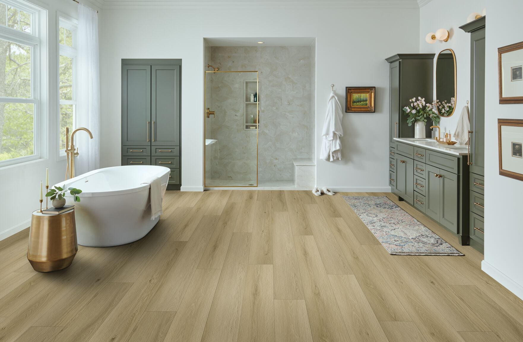 Waterproof rigid core flooring in a kitchen